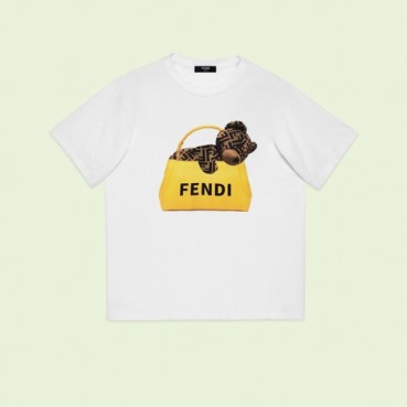 펜디 남성 화이트 크루넥 반팔티 - Fendi Mens White Short sleeved Tshirts 
