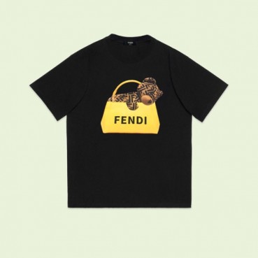 펜디 남성 블랙 크루넥 반팔티 - Fendi Mens Black Short sleeved Tshirts 