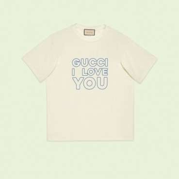 구찌 남/녀 아이보리 크루넥 반팔티 - Gucci Unisex Ivory Short sleeved Tshirts 