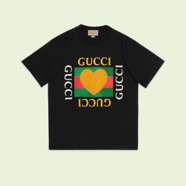 구찌 남/녀 블랙 크루넥 반팔티 - Gucci Unisex Black Short sleeved Tshirts 