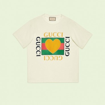 구찌 남/녀 아이보리 크루넥 반팔티 - Gucci Unisex Ivory Short sleeved Tshirts 