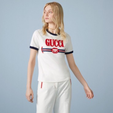 구찌 여성 화이트 크루넥 반팔티 - Gucci Womens White Short sleeved Tshirts 