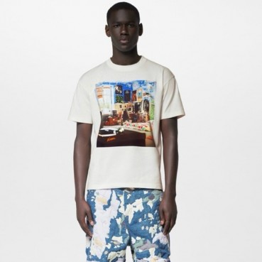 루이비통 남성 화이트 반팔티 - Louis vuitton Mens White Short sleeved Tshirts 