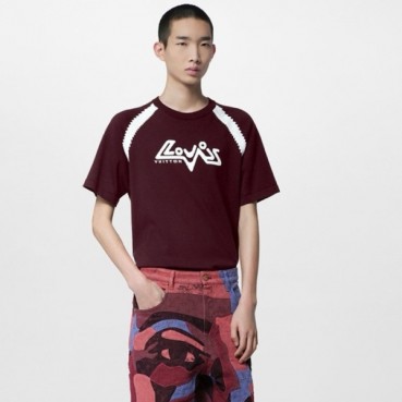 루이비통 남성 버건디 반팔티 - Louis vuitton Mens Burgundy Short sleeved Tshirts 