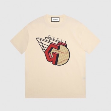 구찌 남/녀 아이보리 크루넥 반팔티 - Gucci Unisex Ivory Short sleeved Tshirts 