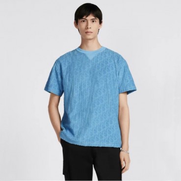 디올 남성 블루 크루넥 반팔티 - Dior Mens Blue Short sleeved Tshirts 