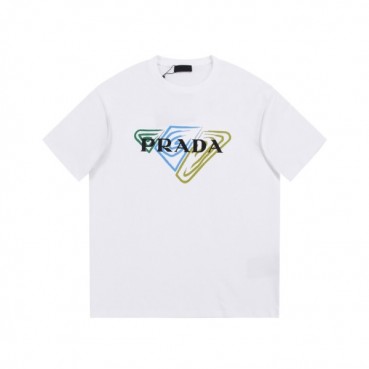 프라다 남성 크루넥 화이트 반팔티 - Prada Mens White Short sleeved Tshirts 