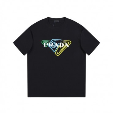 프라다 남성 크루넥 블랙 반팔티 - Prada Mens Black Short sleeved Tshirts 