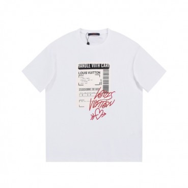 루이비통 남성 크루넥 화이트 반팔티 - Louis vuitton Mens White Short sleeved Tshirts 