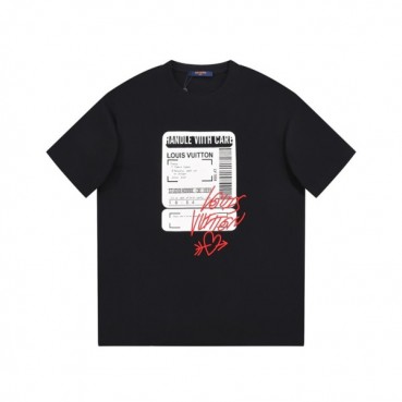 루이비통 남성 크루넥 블랙 반팔티 - Louis vuitton Mens Black Short sleeved Tshirts 