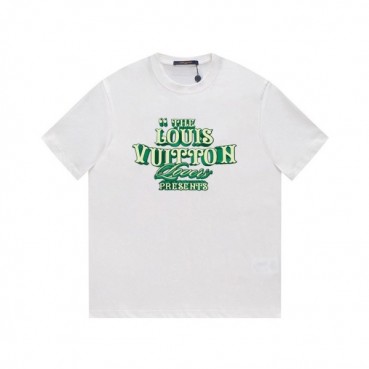 루이비통 남성 크루넥 화이트 반팔티 - Louis vuitton Mens White Short sleeved Tshirts 