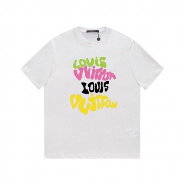 루이비통 남성 크루넥 화이트 반팔티 - Louis vuitton Mens White Short sleeved Tshirts 