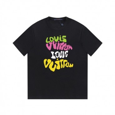 루이비통 남성 크루넥 블랙 반팔티 - Louis vuitton Mens Black Short sleeved Tshirts 