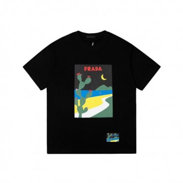 프라다 남성 크루넥 블랙 반팔티 - Prada Mens Black Short sleeved Tshirts 