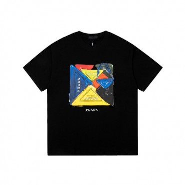 프라다 남성 크루넥 블랙 반팔티 - Prada Mens Black Short sleeved Tshirts 