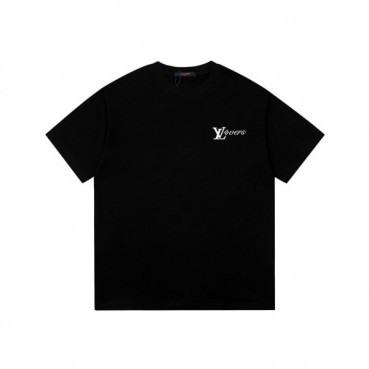 루이비통 남성 크루넥 블랙 반팔티 - Louis vuitton Mens Black Short sleeved Tshirts 