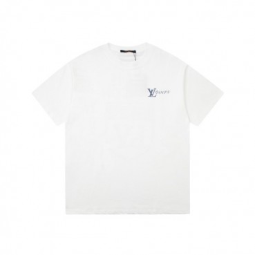 루이비통 남성 크루넥 화이트 반팔티 - Louis vuitton Mens White Short sleeved Tshirts 