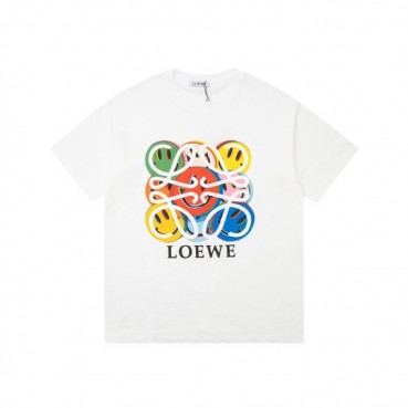 로에베 남/녀 이니셜 화이트 반팔티 - Loewe Unisex White Short sleeved Tshirts 
