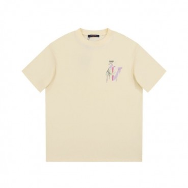 루이비통 남성 크루넥 아이보리 반팔티 - Louis vuitton Mens Ivory Short sleeved Tshirts 