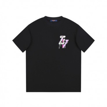 루이비통 남성 크루넥 블랙 반팔티 - Louis vuitton Mens Black Short sleeved Tshirts 