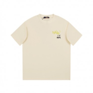 루이비통 남성 크루넥 아이보리 반팔티 - Louis vuitton Mens Ivory Short sleeved Tshirts 