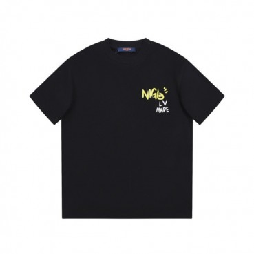 루이비통 남성 크루넥 블랙 반팔티 - Louis vuitton Mens Black Short sleeved Tshirts 