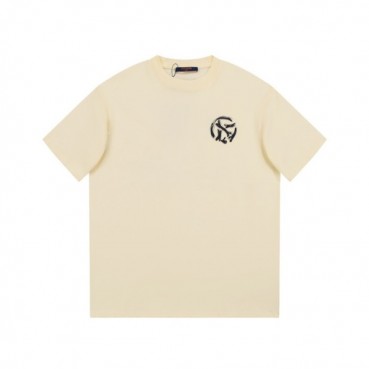 루이비통 남성 크루넥 아이보리 반팔티 - Louis vuitton Mens Ivory Short sleeved Tshirts 