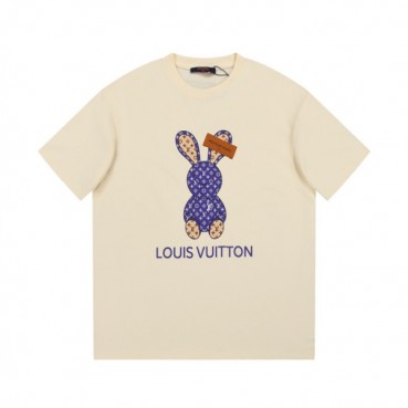 루이비통 남성 크루넥 아이보리 반팔티 - Louis vuitton Mens Ivory Short sleeved Tshirts 
