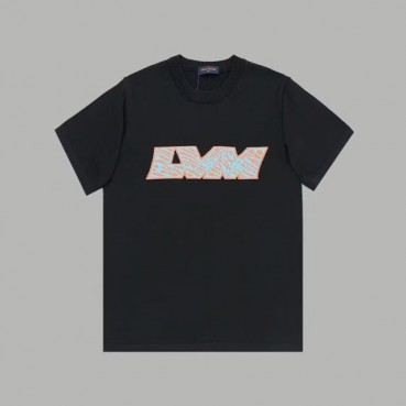 루이비통 남성 크루넥 블랙 반팔티 - Louis vuitton Mens Black Short sleeved Tshirts 