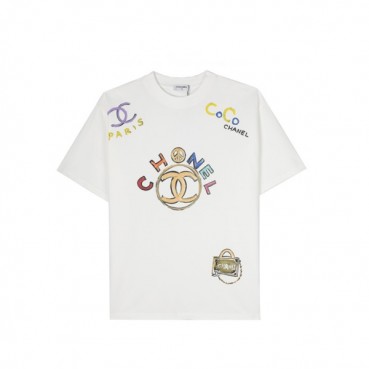 샤넬 남/녀 크루넥 화이트 반팔티 - Chanel Unisex White Tshirts 