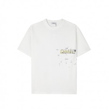 샤넬 남/녀 크루넥 화이트 반팔티 - Chanel Unisex White Tshirts 
