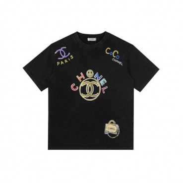샤넬 남/녀 크루넥 블랙 반팔티 - Chanel Unisex Black Tshirts 