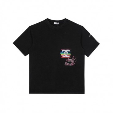 샤넬 남/녀 크루넥 블랙 반팔티 - Chanel Unisex Black Tshirts 