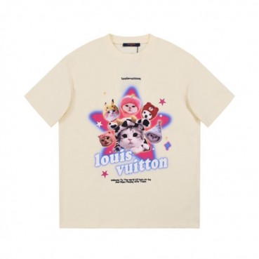 루이비통 남성 크루넥 아이보리 반팔티 - Louis vuitton Mens Ivory Short sleeved Tshirts 