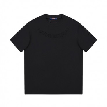 루이비통 남성 크루넥 블랙 반팔티 - Louis vuitton Mens Black Short sleeved Tshirts 