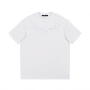 루이비통 남성 크루넥 화이트 반팔티 - Louis vuitton Mens White Short sleeved Tshirts 