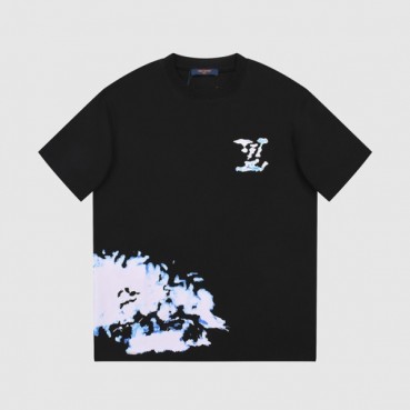 루이비통 남성 크루넥 블랙 반팔티 - Louis vuitton Mens Black Short sleeved Tshirts 