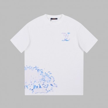 루이비통 남성 크루넥 화이트 반팔티 - Louis vuitton Mens White Short sleeved Tshirts 