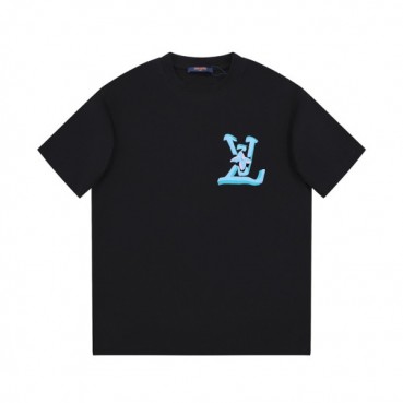 루이비통 남성 크루넥 블랙 반팔티 - Louis vuitton Mens Black Short sleeved Tshirts 