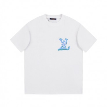 루이비통 남성 크루넥 화이트 반팔티 - Louis vuitton Mens White Short sleeved Tshirts 
