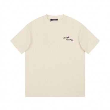 루이비통 남성 크루넥 아이보리  반팔티 - Louis vuitton Mens Ivory Short sleeved Tshirts 