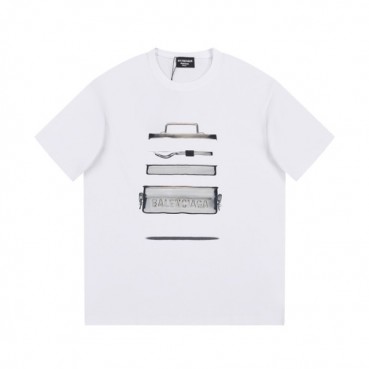 발렌시아가 남성 화이트 크루넥 반팔티 - Balenciaga Mens White Short sleeved Tshirts 
