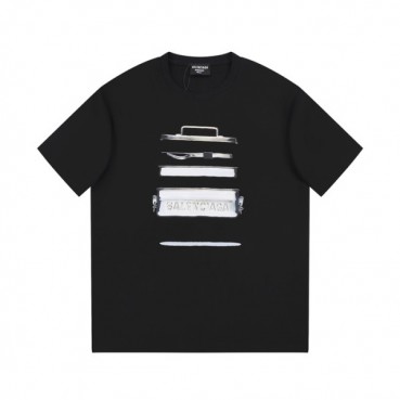 발렌시아가 남성 블랙 크루넥 반팔티 - Balenciaga Mens Black Short sleeved Tshirts 