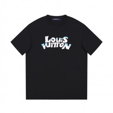 루이비통 남성 크루넥 블랙 반팔티 - Louis vuitton Mens Black Short sleeved Tshirts 