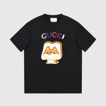 구찌 남/녀 블랙 크루넥 반팔티 - Gucci Unisex Black Short sleeved Tshirts 