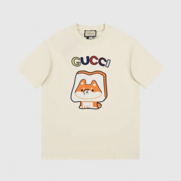 구찌 남/녀 아이보리 크루넥 반팔티 - Gucci Unisex Ivory Short sleeved Tshirts 