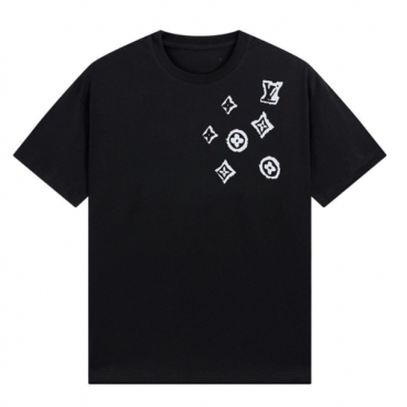 루이비통 남성 크루넥 블랙 반팔티 - Louis vuitton Mens Black Short sleeved Tshirts 