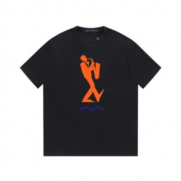 루이비통 남성 크루넥 블랙 반팔티 - Louis vuitton Mens Black Short sleeved Tshirts 