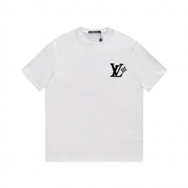 루이비통 남성 크루넥 화이트 반팔티 - Louis vuitton Mens White Short sleeved Tshirts 