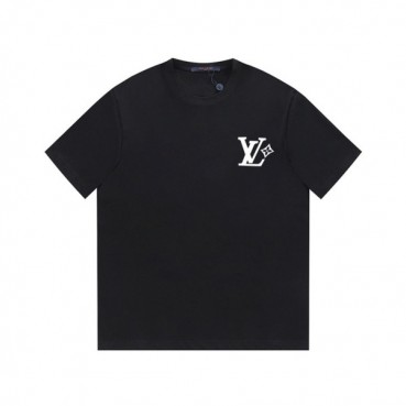 루이비통 남성 크루넥 블랙 반팔티 - Louis vuitton Mens Black Short sleeved Tshirts 